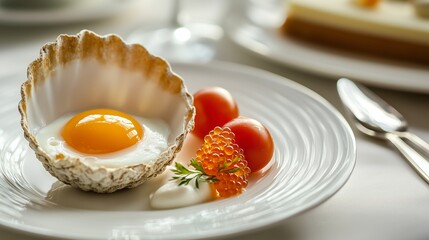 fried eggs with bacon and vegetables