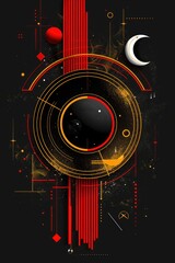 Obraz premium Modern abstract geometric design featuring bold shapes and vibrant colors in an elegant overlay