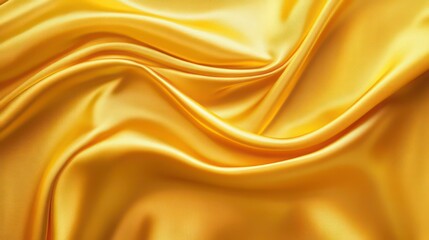 Fototapeta premium Closeup of smooth, flowing golden fabric with soft, delicate folds.