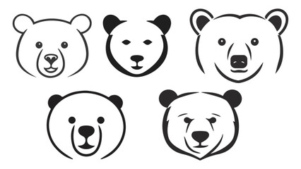 set of bear head illustrations