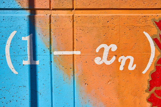 Mathematical Mural on Textured Wall in Toledo Urban Eye-Level View