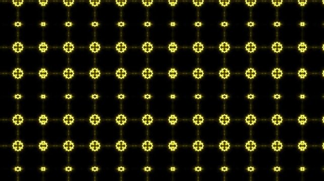 Patr&oacute;n en movimiento de mosaico fractal de fuego naranja con efectos ne&oacute;n