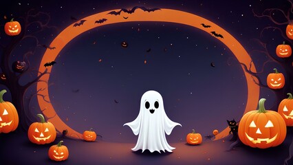 Halloween Ghost, Halloween Copy Space, Halloween Pumpkin, Halloween Illustration, Halloween Ghost, Halloween Concept