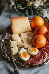 Fototapeta premium cheese and fruits