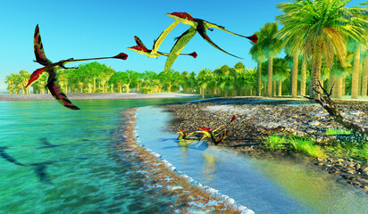 Eudimorphodon search for Fish - Eudimorphodon was a pterosaur from the Late Triassic Period of Italy with a diamond shaped tail.