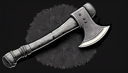 old axe on a black background
