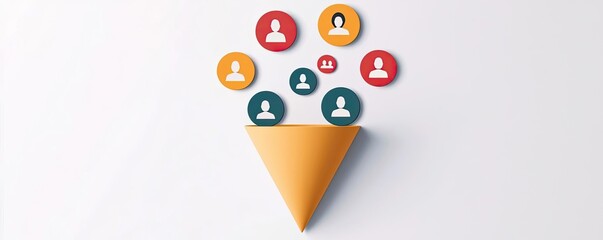 A conceptual image of a funnel with customer icons filtering through to a central target, representing the process of refining and reaching the ideal audience