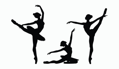 Ballerina dancing silhouette EPS vector art illustration template