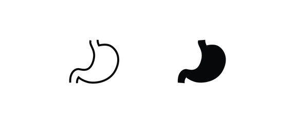 Stomach icon. human body line and flat icons set, editable stroke isolated on white, linear vector outline illustration, symbol logo design style