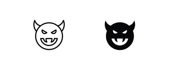 Devil face line icon, devil emoticon icon button, vector, sign, symbol, logo, illustration, editable stroke, flat design style isolated on white