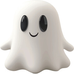 3D Vector of white ghost on transparent background in a cute halloween style