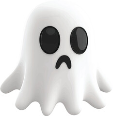 3D Vector of white ghost on transparent background in a cute halloween style
