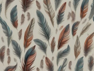 Abstract feather patterns with soft, muted tones of blue and beige. Perfect for minimalist interiors, boho-themed décor, and nature-inspired designs. Subtle and elegant.