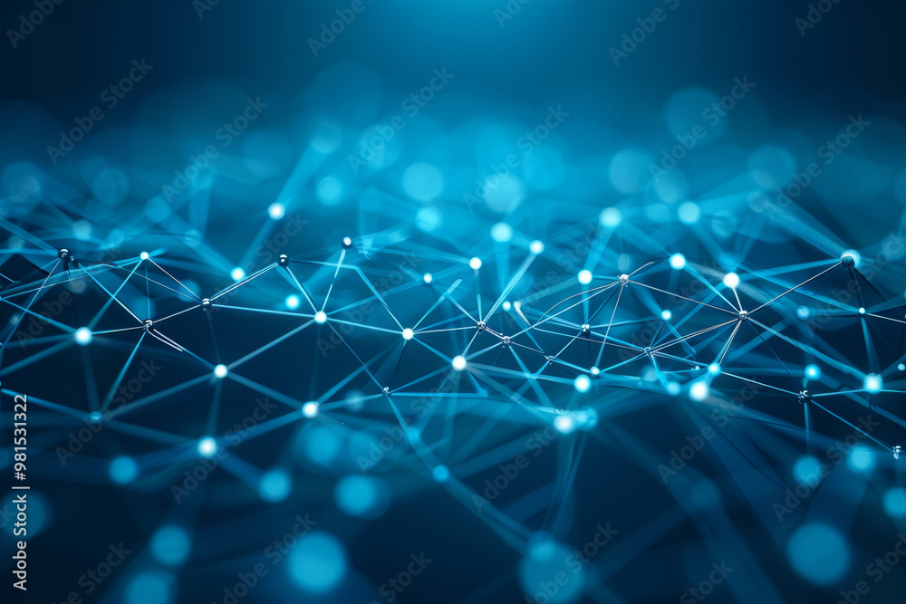 Poster this visual depicts an abstract digital landscape showcasing a network of interconnected nodes. the 