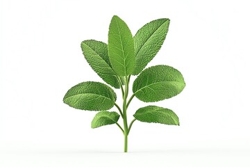 Fototapeta premium Fresh green sage leaves isolated on clean background.