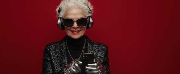 The Stylish Elderly Woman Enjoying