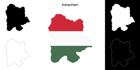 Obraz premium Enying district outline map set