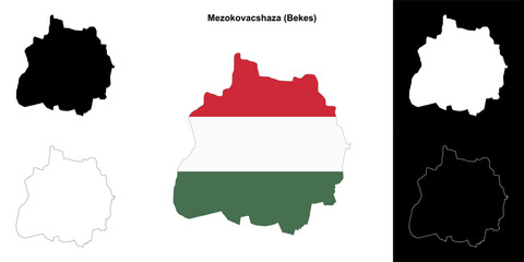 Obraz premium Mezokovacshaza district outline map set
