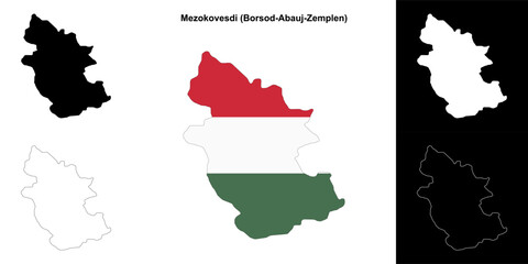 Mezokovesdi district outline map set