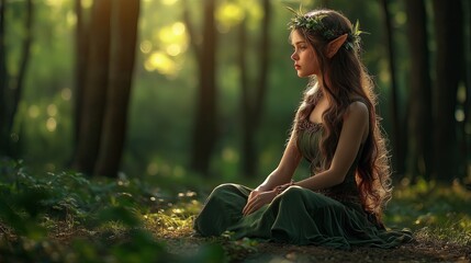 Forest elf among the trees.