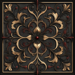 Intricate Gothic Floral Tile Design with Dark Ornate Patterns