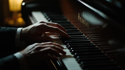 Hands playing on the piano.