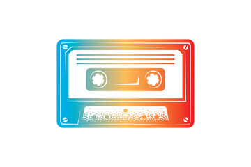 Audio cassette. Original vector illustration in vintage style. T-shirt design.