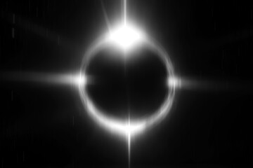 Lens flare glowing light effect on black background