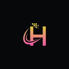 H tech logo, initial H tech logo design vector