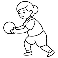 A girl is holding a ball and smiling. She is wearing a white shirt and shorts. The image is of a girl playing with a ball