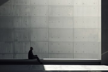 A woman tenderly holds a baby in her arms, The isolation and despair of bankruptcy conveyed through minimalist design