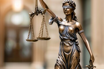 A wooden table displaying a metal scale, The law firm's dedication to their clients is evident in the personalized legal counsel they provide