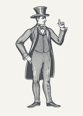 Obraz premium Man Wearing a Tuxedo. Vintage woodcut engraving style vector illustration.