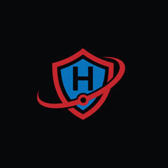 Vector Security Shield With Letter H Logo