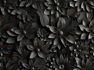 Fototapeta premium 3d golden and black floral background,3d background with flowers