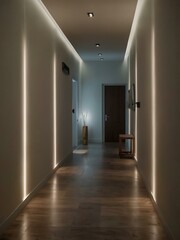 Simple hallway design with clean lines and soft lighting.