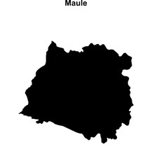 Maule region blank outline map