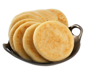 Eight Venezuelan arepas for advertising and packaging.