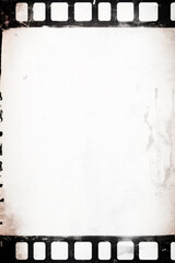 Naklejka premium Film strip with a black grunge border, blank in the middle for text or design, with a grainy and aged, vintage look.