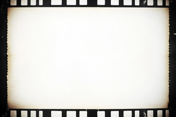Film strip with a black grunge border, blank in the middle for text or design, with a grainy and aged, vintage look.