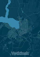 Votkinsk, Russia artistic blueprint map poster