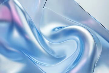 Obraz premium Modern Futuristic 3D Design: Subtle Fluid Gradient Waves in Blue and Pastel Colors with Transparent Glass and Dynamic Artistic Elements