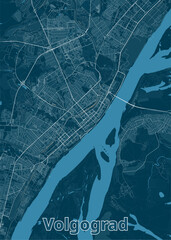 Volgograd, Russia artistic blueprint map poster