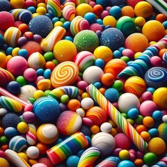 Fototapeta premium Candy mix with sour candy and sweet ones