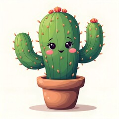 cactus with a simple, curvy shape and gave it a cute face right in the middle