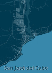 San José del Cabo, Mexico artistic blueprint map poster