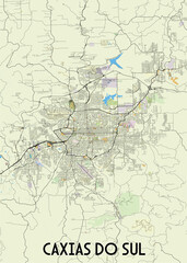 Caxias do Sul, Brazil artistic map poster