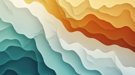 Abstract Layered Landscape - Teal, Orange, and White Hues, abstract background, gradient colors, layered design, abstract landscape