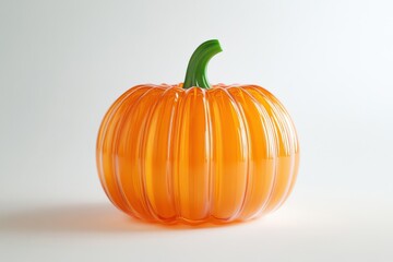 Obraz premium Light-colored background displaying a 3d depiction of a candy holder shaped like a pumpkin