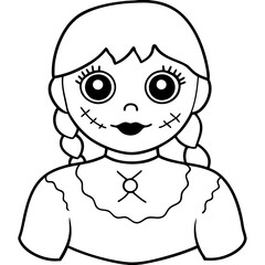 Haunted Toy Outline Cracked Eerie Porcelain Doll with Missing Eye